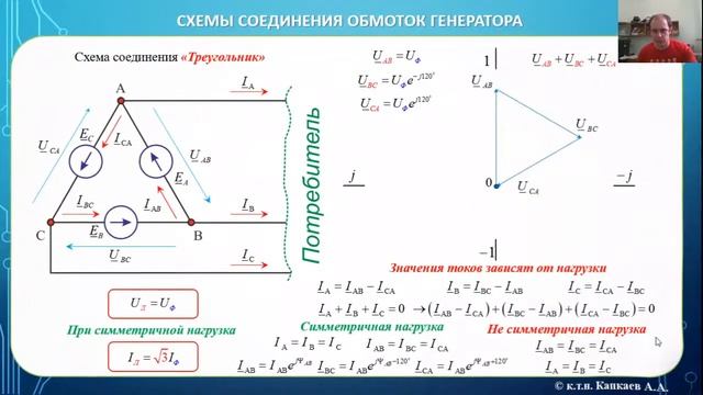 Расчёт трёхфазных электрических цепей. смотреть онлайн