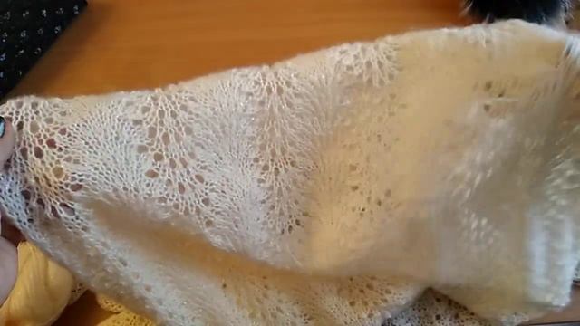 Палантин спицами, павлиний хвост -Alize angora gold simli смотреть онлайн