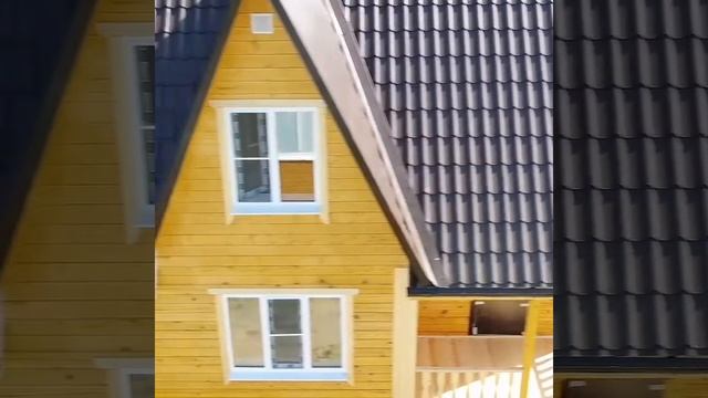 Дом из бруса 6х9 м. с террасой, мансардой и тремя фронтонами. смотреть онлайн