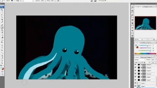 Drawing a cartoon of Baby Bach octopus on Photoshop смотреть онлайн