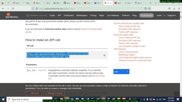 how to get the key and URL of API from OpenWeatherMap for creating UI user interface weather web pa смотреть онлайн