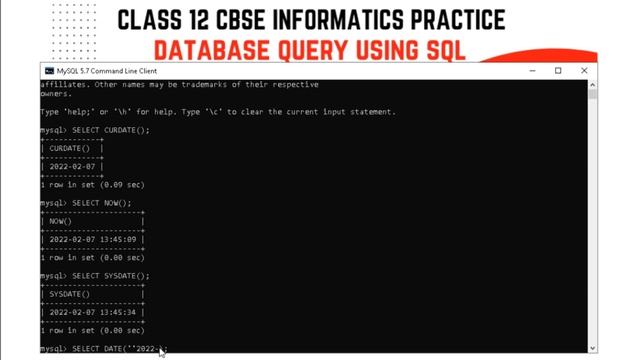 SQL Date function | CBSE Class 12 Informatic practice | Part 6 #mysql #python #class11 #class12 смотреть онлайн