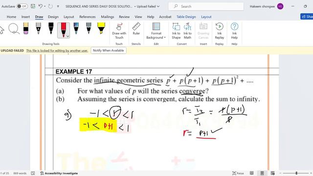 EXAMPLE 17 Given infinite geometric series determine values of p the series will converge. смотреть онлайн