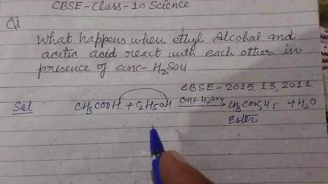 What happens when ethyl alcohol react with acetic acid in presence of conc H2SO4 | Class 10 Scienc смотреть онлайн