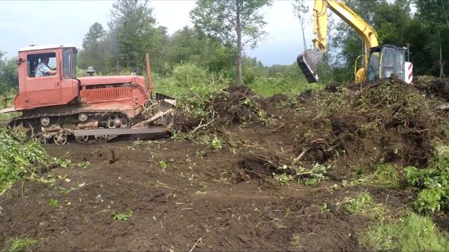 Дт-75 Расчистка территории. Капаем пруд #дт-75 #экскаватор кobelco смотреть онлайн