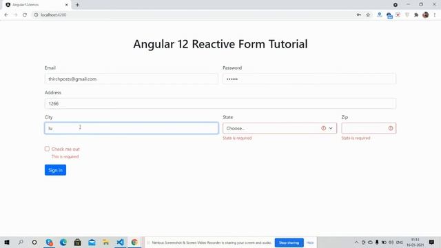 Angular 12 Reactive Form Working Demo | Email Validation | Checkbox Validation смотреть онлайн