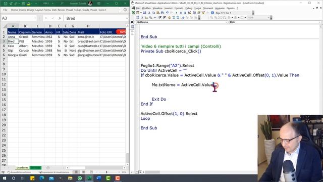 Excel VBA #42 UserForm (6/7) ricerca e Inserisci record all'interno della Userform e convalida dati смотреть онлайн