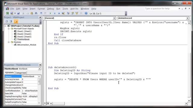 Excel 2010 VBA Tutorial 76 ADODB SQL DELETE смотреть онлайн