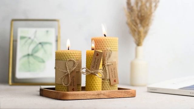 Свечи из натуральной медовой вощины (3 штуки) HoneyForYou в подарочной упаковке. Обзор. смотреть онлайн