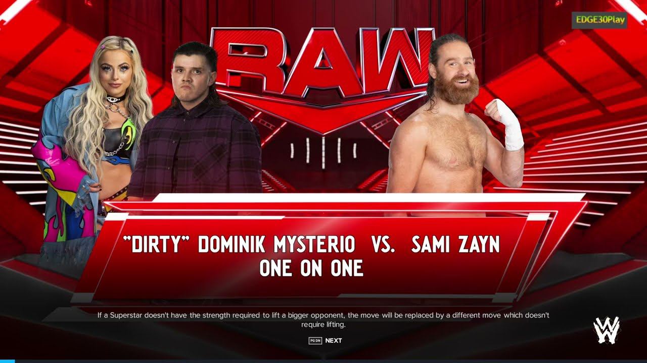 WWE2K24 Dominik Mysterio w/ Liv Morgan vs Sami Zayn смотреть онлайн
