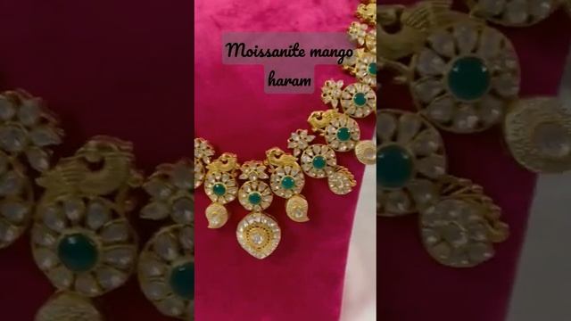 Beautiful gold copy moissanite emerald mango haram in silver gold plated jewellery смотреть онлайн