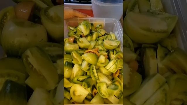 очень вкусный салат из зелёных помидор, пальчик оближешь.рецепт в описании. смотреть онлайн