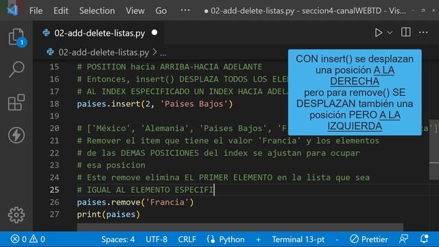 Lista en Python | Agregar elemento a una lista | Eliminar elemento de una lista - remove() en Pytho смотреть онлайн
