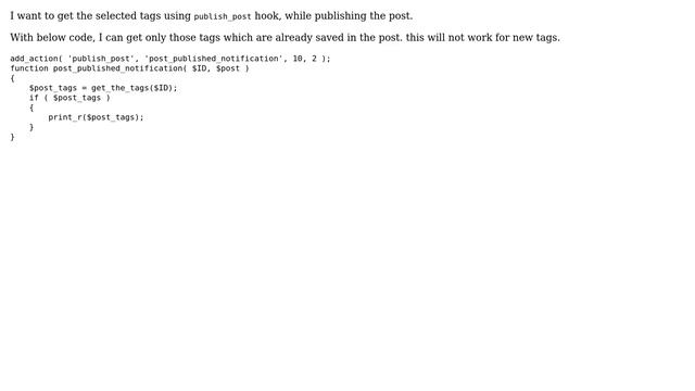 Wordpress: Wordpress get tags in "publish_post" hook смотреть онлайн