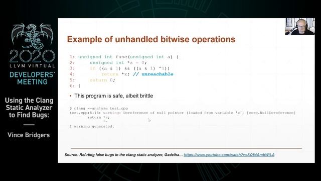 2020 LLVM Developers’ Meeting: V. Bridgers “Using the Clang Static Analyzer to Find Bugs” смотреть онлайн