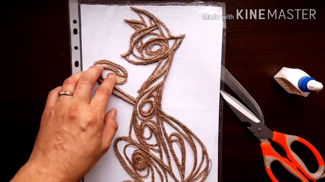 "Кошечка" из джута МК. Джутовая филигрань для начинающих. смотреть онлайн