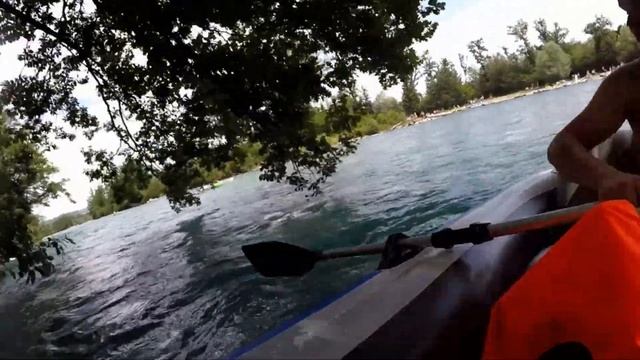 By boat on a mountain river in the Alps! Funny descent! смотреть онлайн