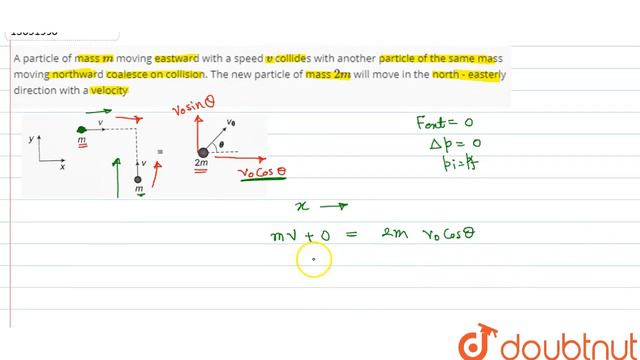 A particle of mass m moving eastward with a speed v collides with another particle of the same m... смотреть онлайн