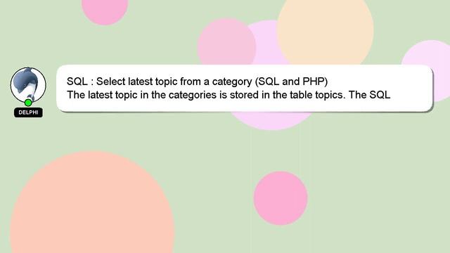 SQL : Select latest topic from a category (SQL and PHP) смотреть онлайн
