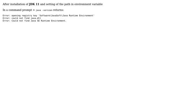 JDK 11 windows installation Error: opening registry key 'SoftwareJavaSoftJava Runtime Environment' смотреть онлайн