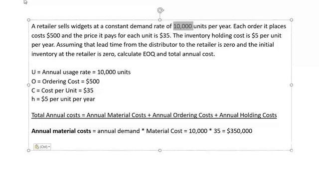 Economic Order Quantity (EOQ) and Total Annual Costs Sample Problem смотреть онлайн