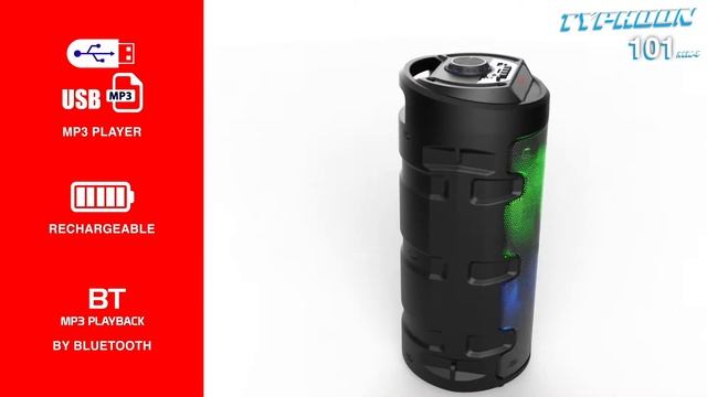 iDance Typhoon 2022 series BT Party Speaker + Disco Light + Rechargeable + USB MP3 Player смотреть онлайн