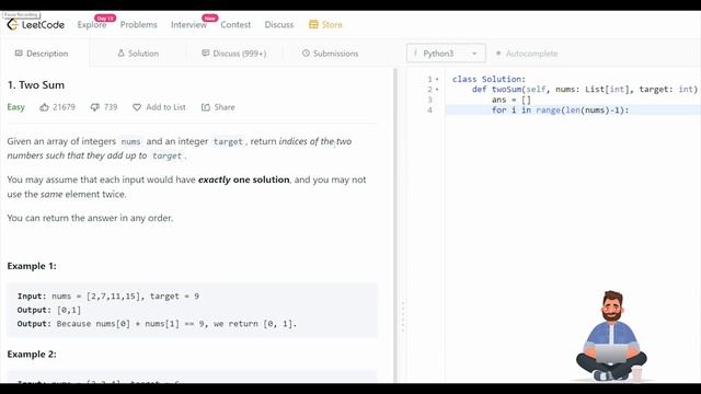 LeetCode - Two Sum Solution | Python | Brutforce Solution смотреть онлайн