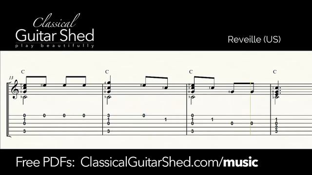 Reveille - Free Classical Guitar Sheet Music смотреть онлайн