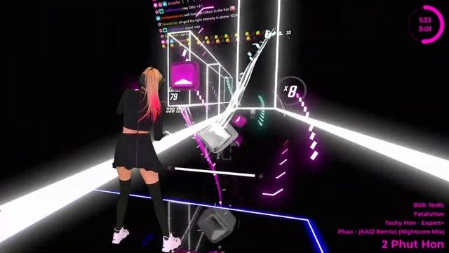 Phao - 2 Phut Hon (KAIZ Remix, Nightcore) | Beat Saber Expert+ | Mixed Reality Gameplay| Valve Inde