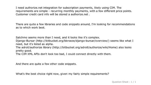 Django : Python/Django: Which authorize.net library should I use? смотреть онлайн