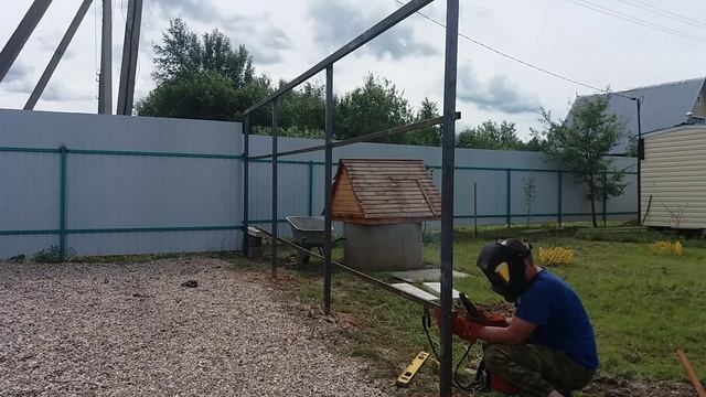 Навес для авто на даче своими руками смотреть онлайн