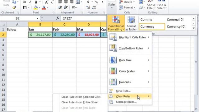 Excel 2010 Tutorial Clearing Conditional Formatting Microsoft Training Lesson 14.3 смотреть онлайн