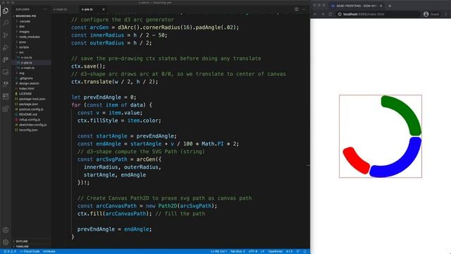 Bouncing Donut Chart with Native Web Components / Canvas / TypeScript / d3-shape (NO FRAMEWORK) смотреть онлайн