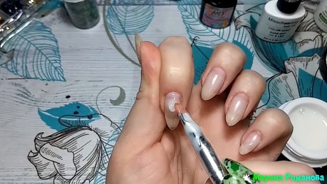 Маникюр для себя! Опил формы "Миндаль". Безопасная фреза. Дизайн к 23 февраля. Укрепление гелем. смотреть онлайн