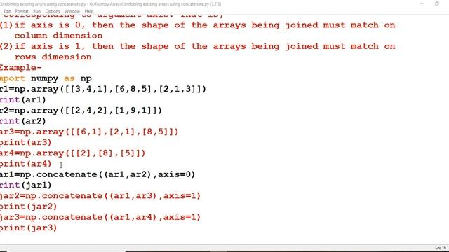 Joining Numpy Arrays using concatenate() смотреть онлайн