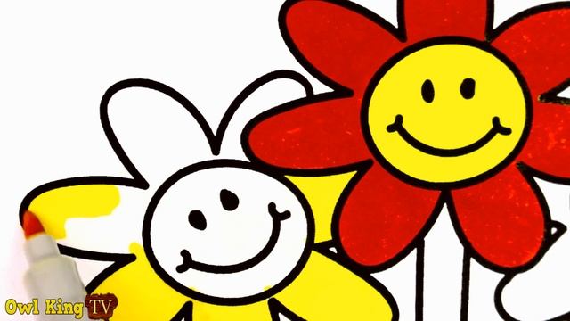 How to Draw Flowers, Rainbow Finger Family Song | Coloring Pages | Art Colors for Kids Owl King TV смотреть онлайн