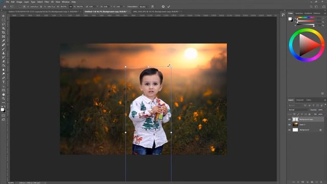 How to change baground and color correction in Adobe Photoshop 2020. смотреть онлайн