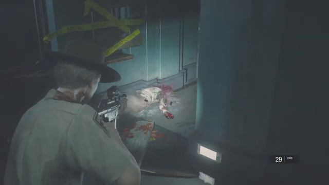 RESIDENT EVIL 2 REMAKE Gameplay - Leon's Zombie Death From The Front (Arklay Sheriff Outfit) смотреть онлайн