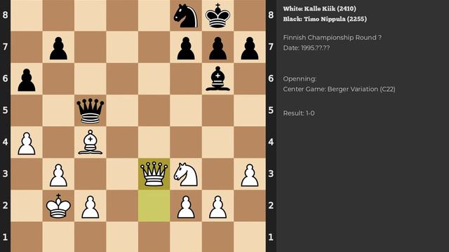 Kalle Kiik - Timo Nippula | Center Game: Berger Variation | 1995 смотреть онлайн
