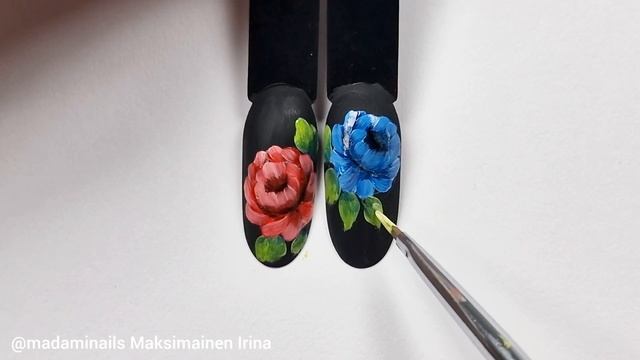 Мк пион в технике мазковой росписи. Жостово на ногтях #дизайнногтей #nailart #tutorials смотреть онлайн