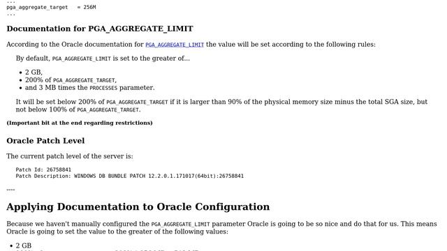 Databases: Oracle Warning in Alert Log Regarding PGA_AGGREGATE_LIMIT смотреть онлайн