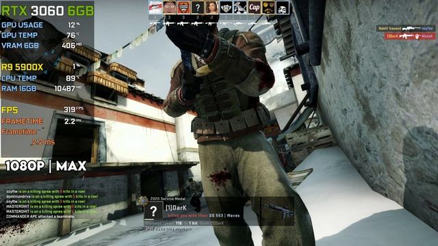 CS:GO : RTX 3060 Laptop + Ryzen 9 5900HX - 1080p Max Settings смотреть онлайн