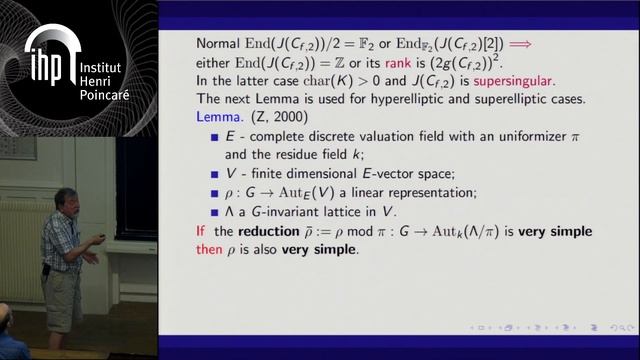 Endomorphisms of certain superelliptic jacobians and l-adic (..) - Zarhin - Workshop 2 - CEB T2 201 смотреть онлайн
