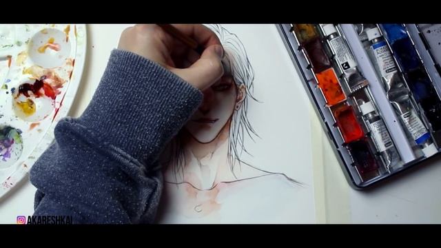 [WATERCOLOR TUTORIAL] - Coloring A Face In Anime Style