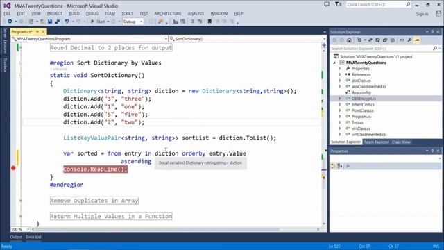Twenty C# Questions Explained, 19, How do I sort a dictionary by value смотреть онлайн