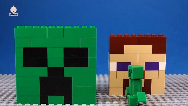 Lego Minecraft Steve Building Brick Big Head Creeper смотреть онлайн