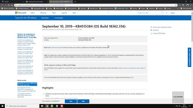 Atualização Cumulativa KB4515384 Para Windows 10 1903 смотреть онлайн