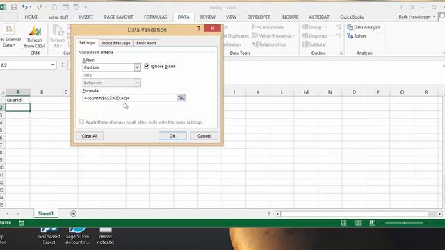 Allow only unique numbers in a Column in Excel