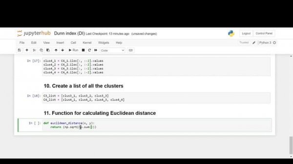 Cluster validation: Dunn index (DI) - Implementation using Python