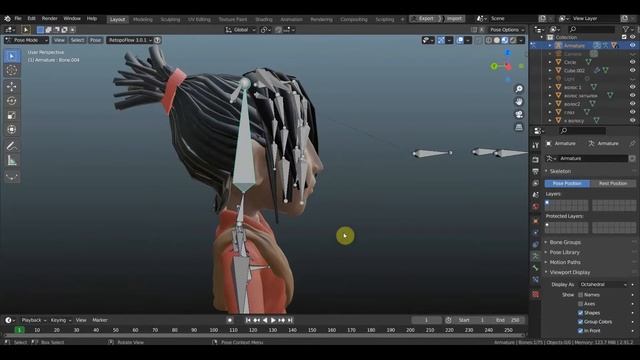 BLENDER 2.91 Кубо привязываю волос к риггу смотреть онлайн